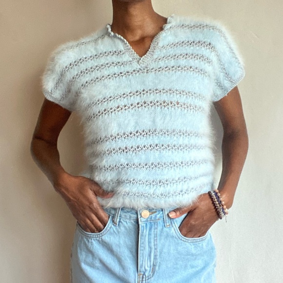 Fuzzy baby blue sweater - Picture 1 of 12